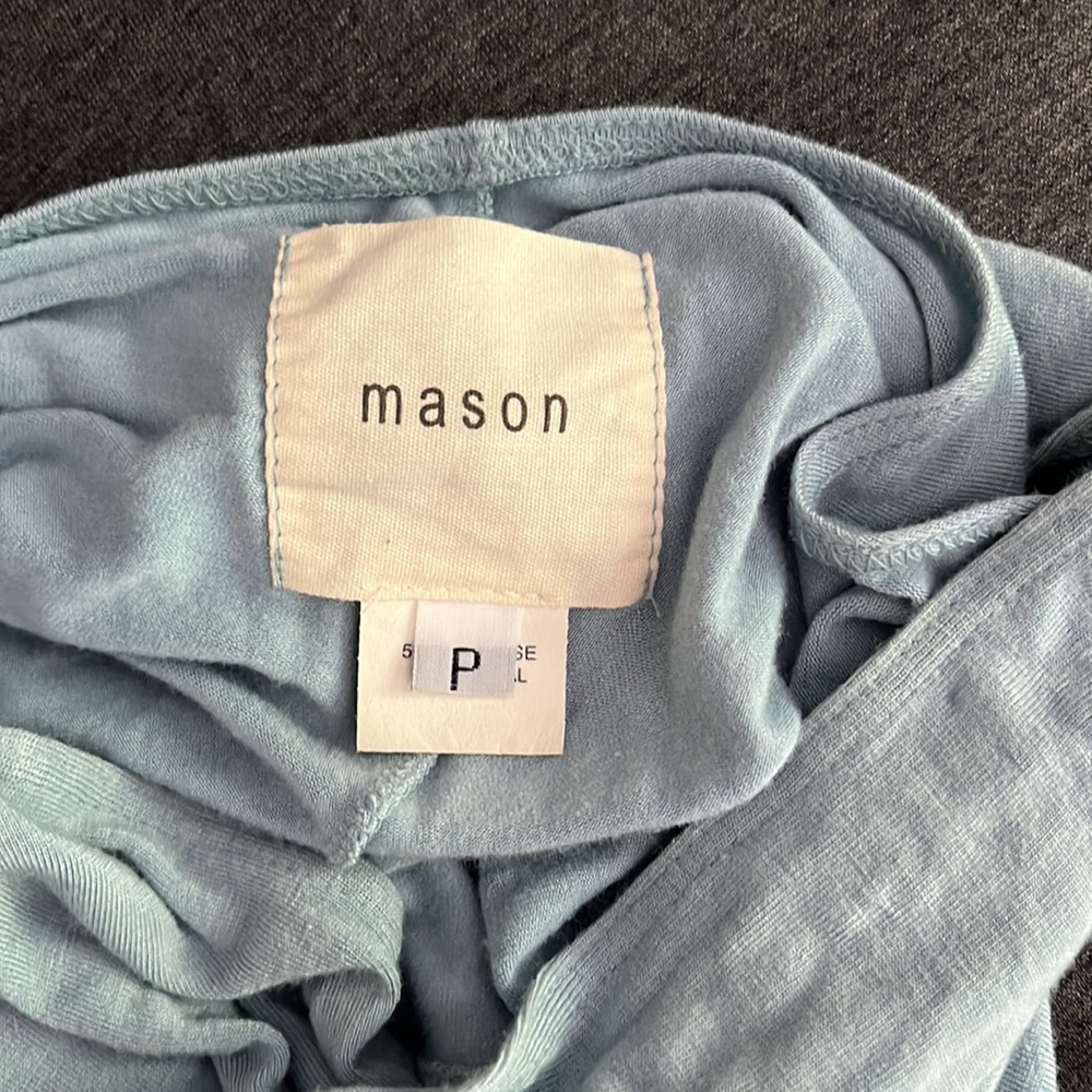 MASON Blue halter top shirt petite or small back cutout open back blouse tank - Picture 5 of 7